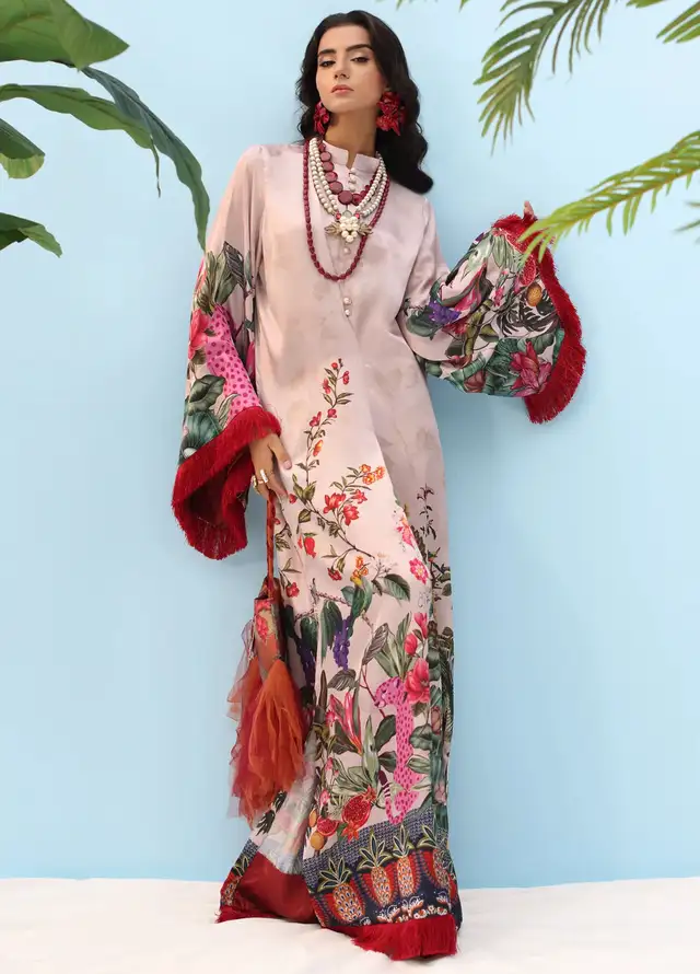 Resort by Musferah Pret Printed Silk 1 Piece Suit Blush Rose